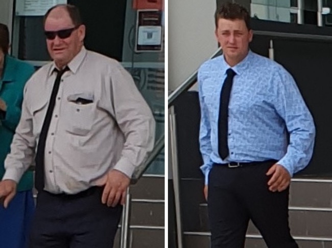 Aaron Frederick Harold Kuhn and Jak Alan Kuhn outside Rockhampton Courthouse on November 29, 2021. Picture: Aden Stokes