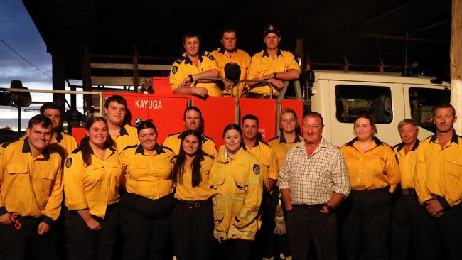 Labor candidate for the Upper Hunter Jeff Drayton with volunteer firefighters at Kayuga Rural Fire Brigade. Supplied.