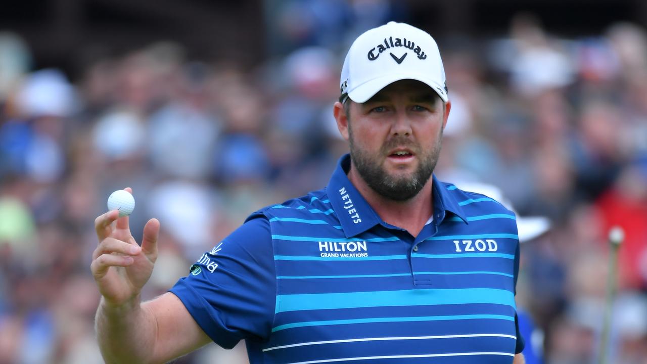 Marc Leishman reacts after winning the Farmers Insurance Open at Torrey Pines. Picture: Donald Miralle/Getty Images