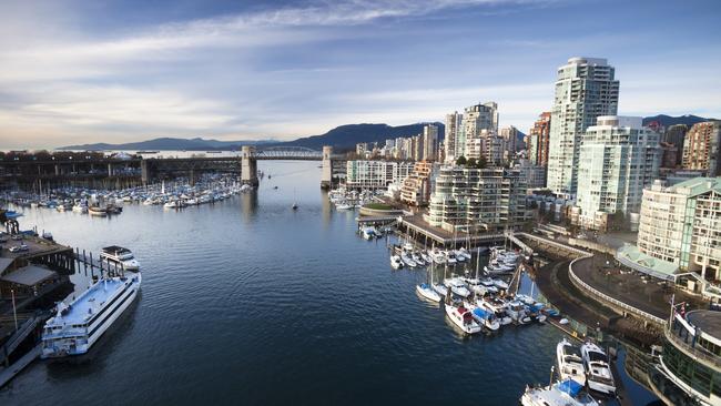 Aerial view of Vancouver's False Creek waterfront.