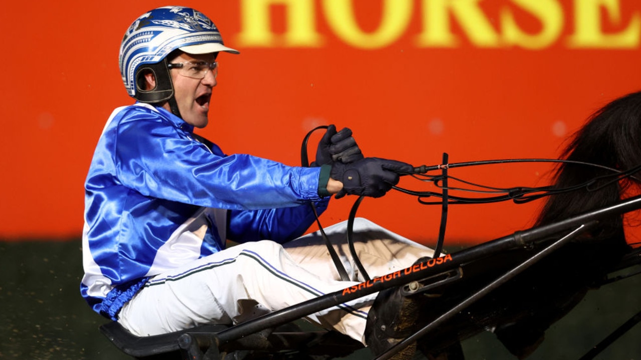 Luke McCarthy celebrates Don Hugo’s victory in The Tab Eureka. Photo: Jason McCawley/Getty Images.