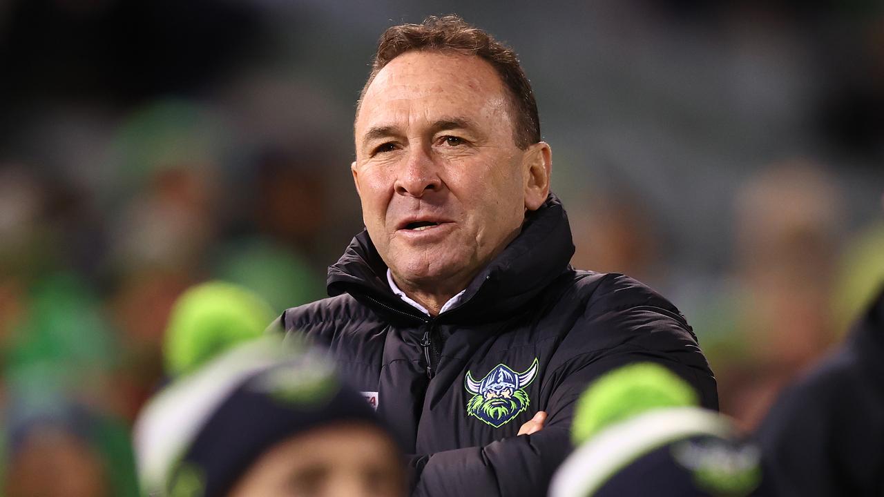 Raiders coach Ricky Stuart took responsibility for the 18th-man stuff-up during Canberra’s loss to St George Illawarra. Picture: Mark Nolan/Getty Images