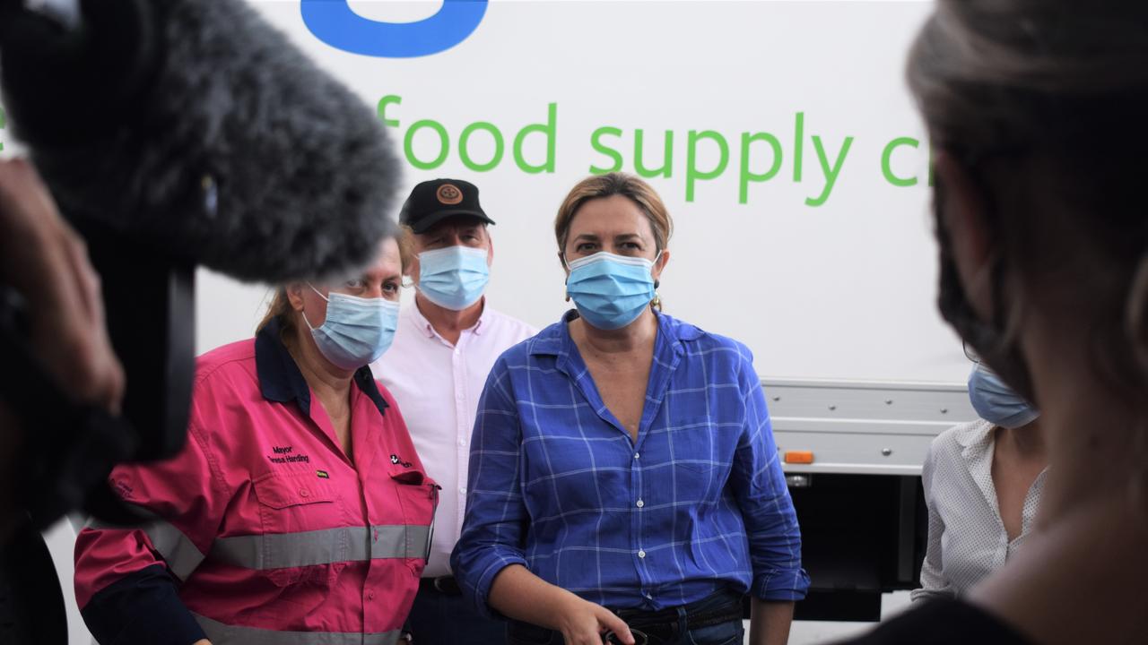 Ipswich Mayor Teresa Harding and Premier of Queensland Annastacia Palaszczuk attending the Ipswich Showgrounds after the February 2022 flood disaster. Picture: Peta McEachern