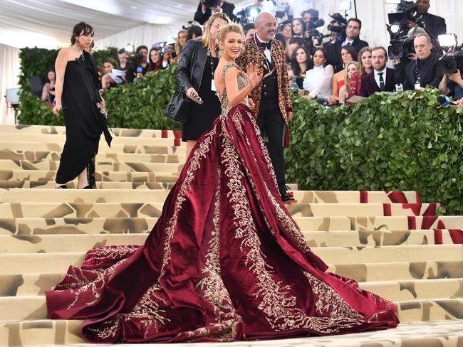 Blake Lively looks like royalty in an embellished Versace gown at the 2018 Met Gala. Picture: Getty