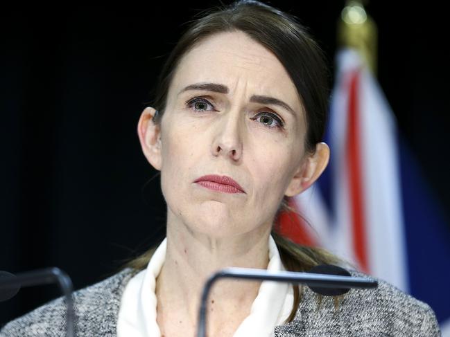 WELLINGTON, NEW ZEALAND - JUNE 17: Prime Minister Jacinda Ardern looks on during a press conference at Parliament on June 17, 2020 in Wellington, New Zealand. After 24 days without an active case in the country, two new cases of COVID-19 were confirmed in New Zealand on Tuesday. The new cases are two people who had been given a compassionate exemption to leave managed isolation to attend a funeral. (Photo by Hagen Hopkins/Getty Images)