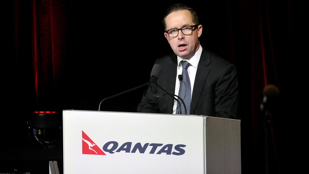 Qantas CEO Alan Joyce speaks at the company's annual general meeting at the Australian Stock Exchange (ASX) in Sydney, Friday, Oct. 21, 2016. (AAP Image/Joel Carrett) NO ARCHIVING