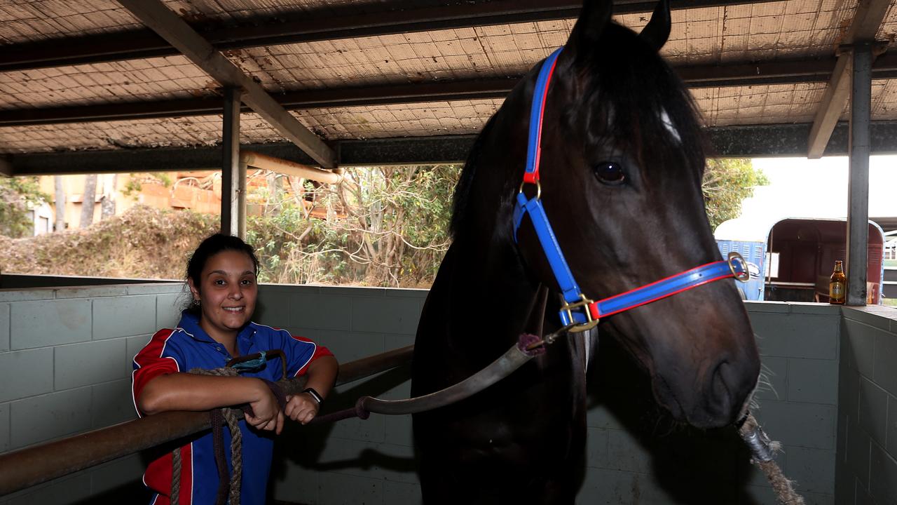 Innisfail trainer Maria Potiris with racehorse Short Term. PICTURE: STEWART McLEAN