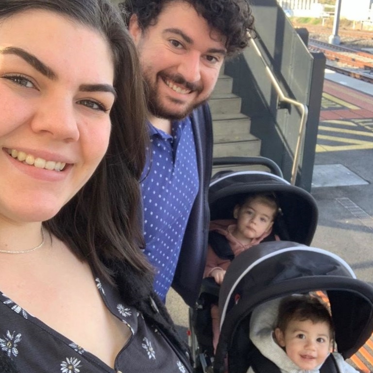Joe and Amber Powell, and their two small children, discovered the mould in their Footscray unit only a week after moving in. Picture: 9 News