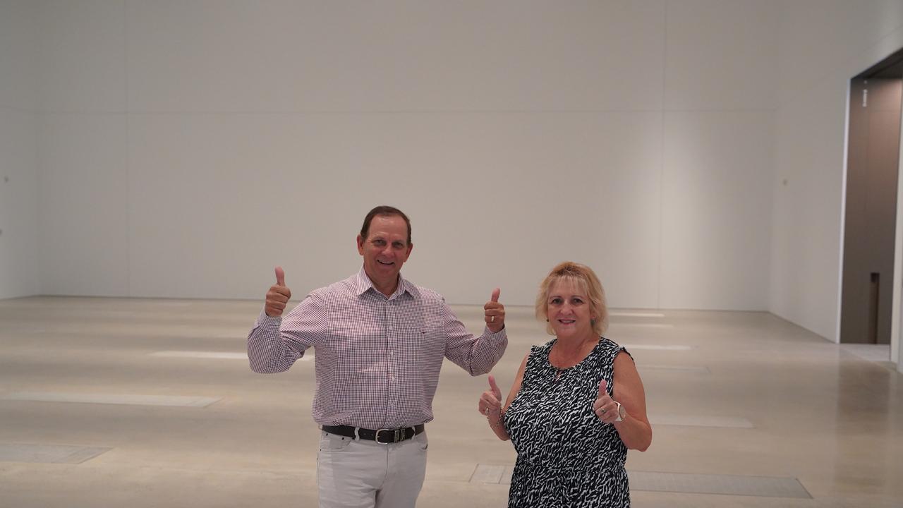 Rockhampton region mayor Tony Williams and Capricornia MP Michelle Landry at the sneak peak of the Rockhampton Museum of Art.