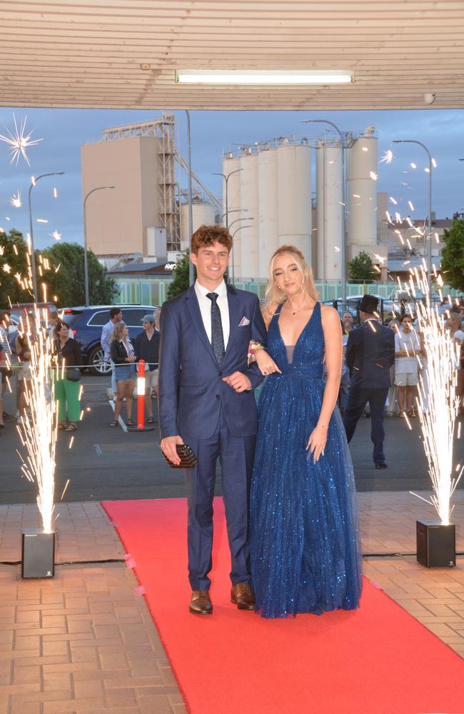 Toowoomba school formals. At the 2023 St Ursula's College formal is graduate Emily Matthews-Swadling with her partner. Picture: Rhylea Millar