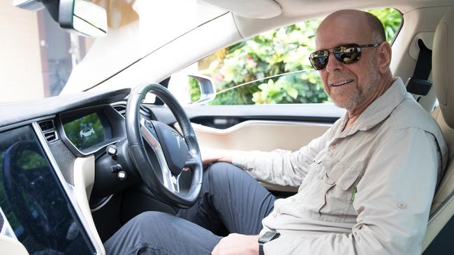 Steve Pronk at the wheel of his Tesla. Photo: Dominika Lis