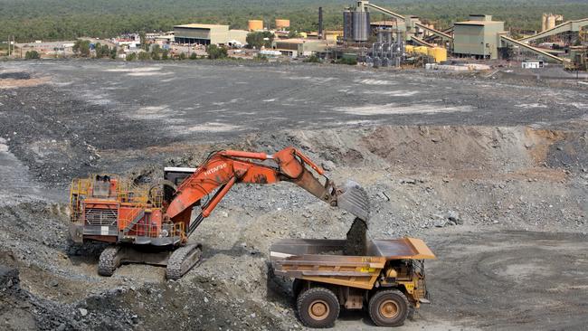 Stockpiled ore loaded onto a Haul Truck Ranger mine. Mining operations at ERA's Ranger uranium mine, including rehabilitation and revegetation at Jabiluka. Picture: ERA