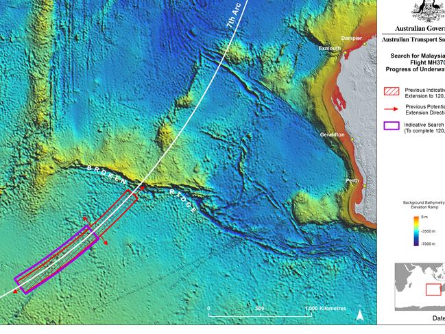 MH370 revised search area following Bayseian analysis