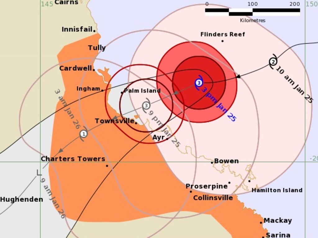 The cyclone is expected to make landfall on Thursday evening. Picture: BOM.