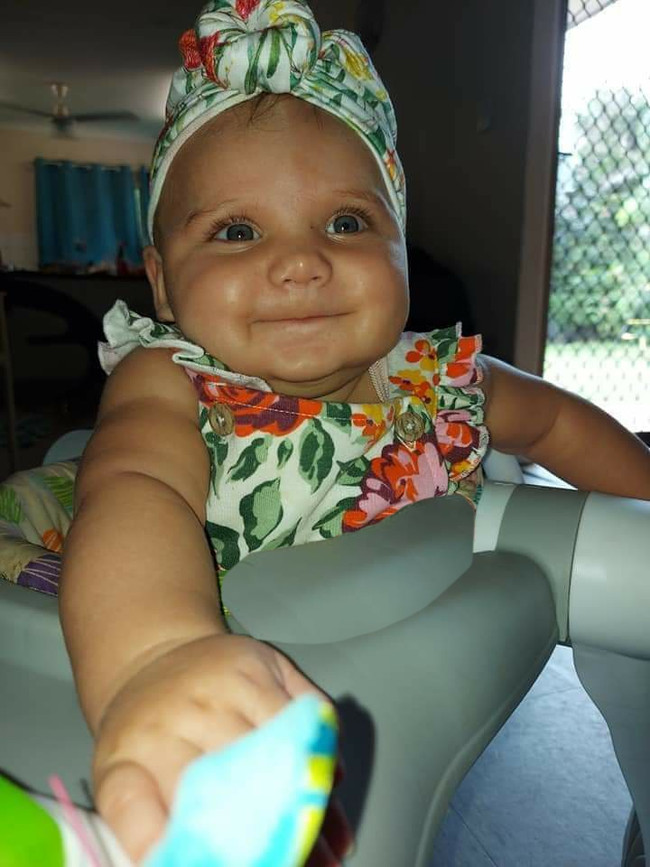 Aamiyah-Jaynara smiling at her aunty while capturing her beautiful smile for the first time. Picture: Shanese smith