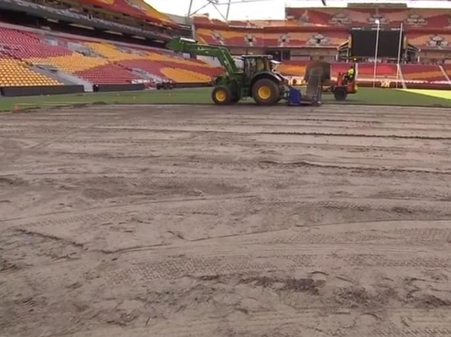 The Suncorp Stadium surface ahead of Magic Round. Picture: Channel 7
