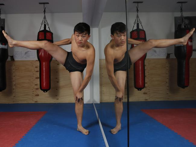 Brandon Jin at the Mosman Martial Arts Academy. Picture: David Swift