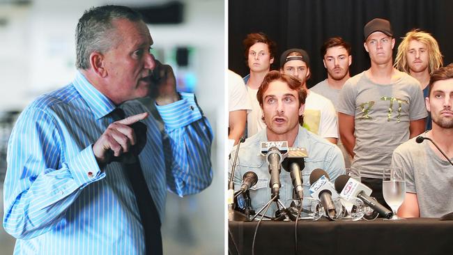 Stephen Dank and members of the Essendon 34.