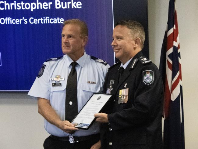 Sergeant Christopher Burke at the 2024 Bundaberg Police medal ceremony.