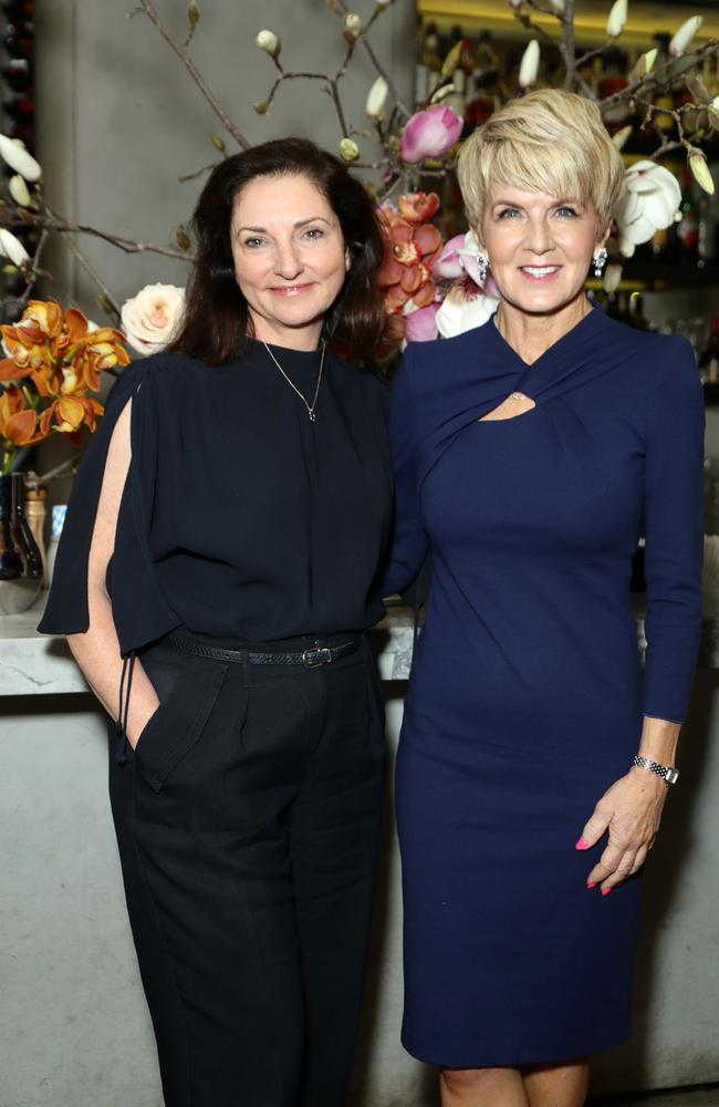 Marie Claire editor Nicky Briger and Julie Bishop at the Ovarian Cancer Research Foundation lunch last week. Picture: Matrix