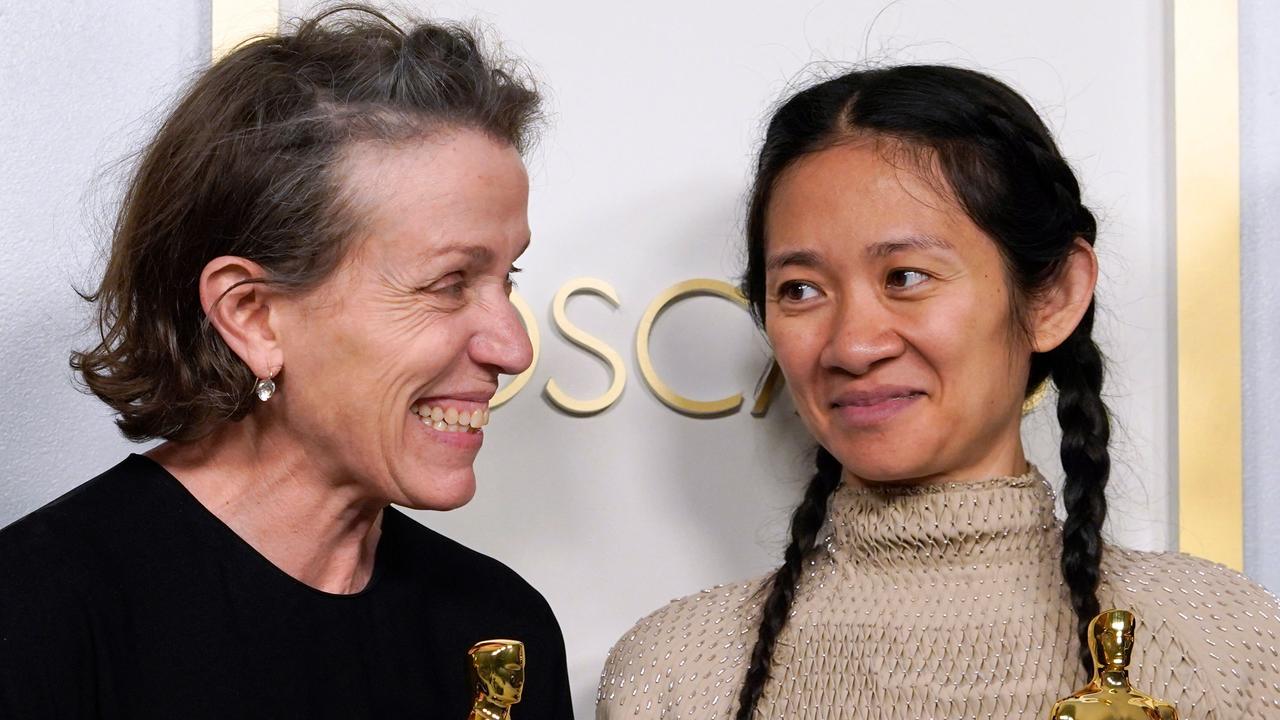 Nomadland star Frances McDormand and director Chloe Zhao took out several of the night’s big awards. Picture: Chris Pizzello / POOL / AFP