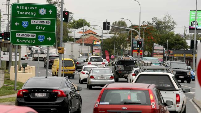 South Pine Rd, Enoggera, is one of the roads included in consultation about cutting congestion on Brisbane’s north west transport network. Picture: Chris McCormack.