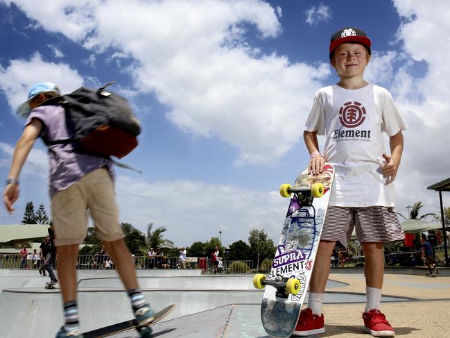 Rome Collyer has made skateboarding his life, competing in the sport almost since he could walk. Pictured here at eight years old competing in Ballina. Photo: Nolan Verheij-Full / The Norther Star