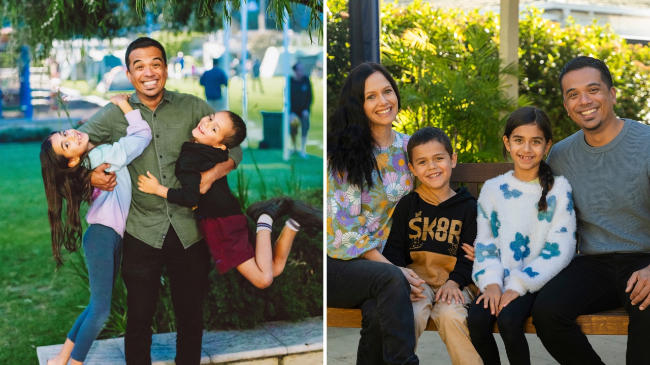 Shaun with his kids, Syreeta and Marley, and wife, Kylie. Image: Supplied