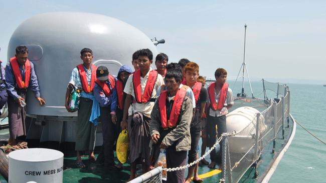 Saved ... Rescuers were frantically searching for survivors after an overloaded ferry sank in rough waters off the coast of western Burma. Picture: AFP PHOTO