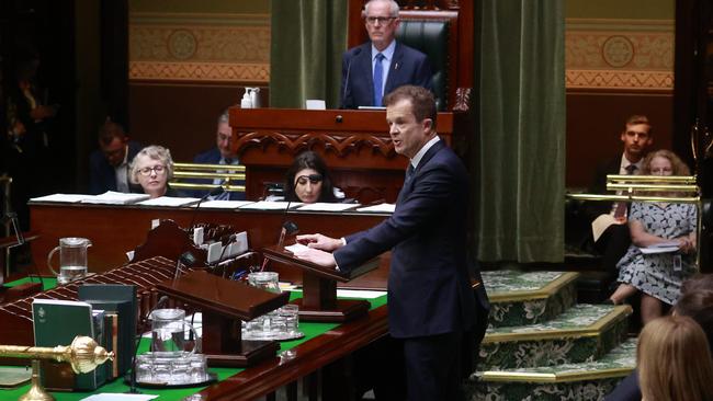 NSW Liberal leader Mark Speakman address the lower house during the first question time of the parliamentary year. Picture: Tim Hunter.