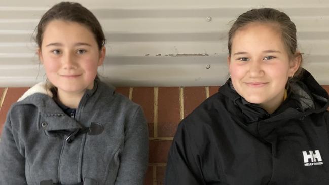 Year 6 Newhaven Primary School students Phoenix and Olivia. Picture: Brooke Grebert-Craig