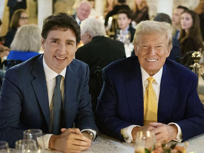 Justin Trudeau and US President-elect Donald Trump at Mar-a-Lago in November. Mr Trump has threatened tariffs that could devastate the Canadian economy. Picture: X@JustinTrudeau