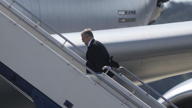 Mr Albanese jetted off for the US shortly after QT. Picture: NCA NewsWire / Martin Ollman