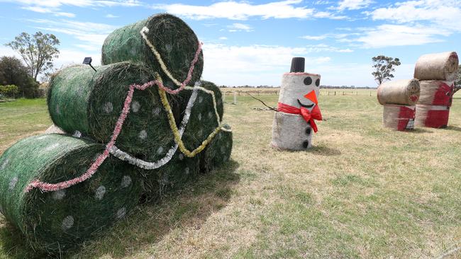 Red Rock Hay Bale Trail, Christmas display, Cororooke. Picture: Yuri Kouzmin.