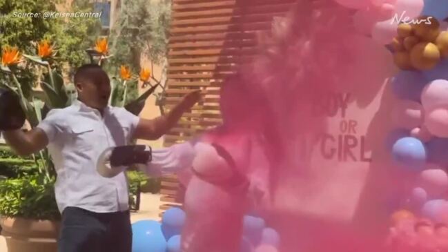 Woman's boxing-themed gender-reveal fail