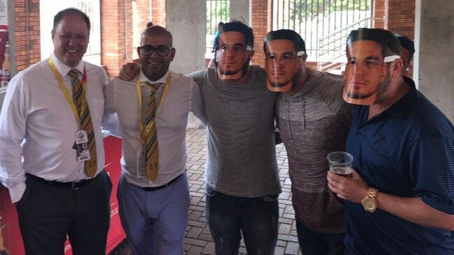 Altaaf Kazi (second left) expressed remorse for his grub act the last time Australia toured South Africa.