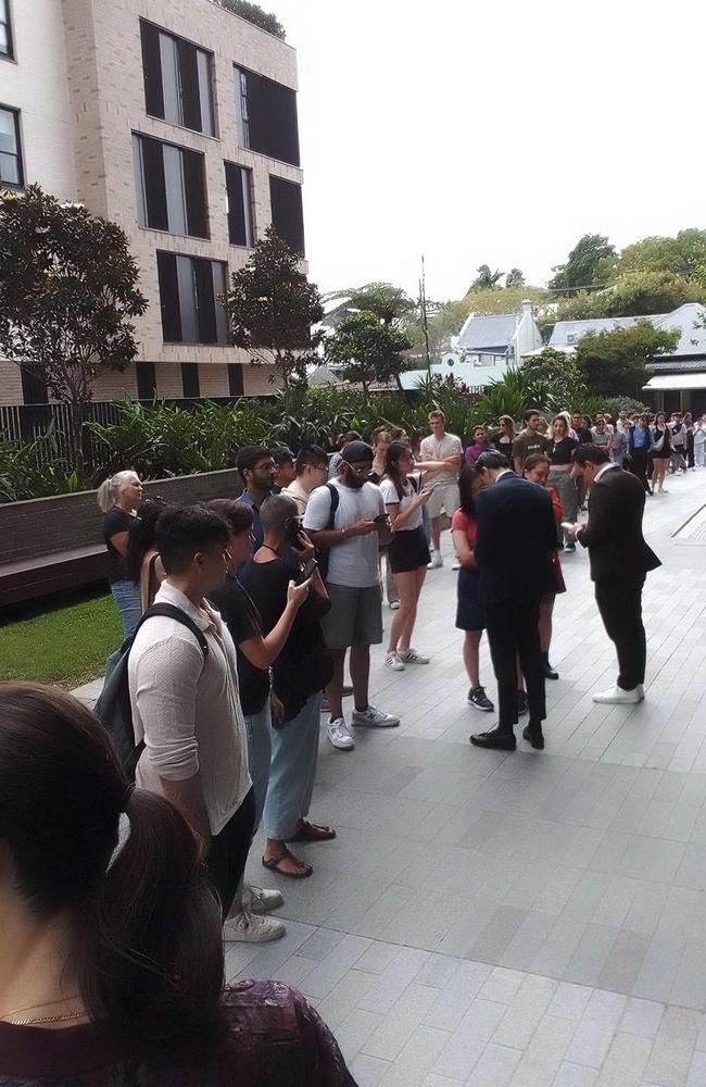 A queue at a rental inspection in Sydney’s Inner West. Picture: Reddit