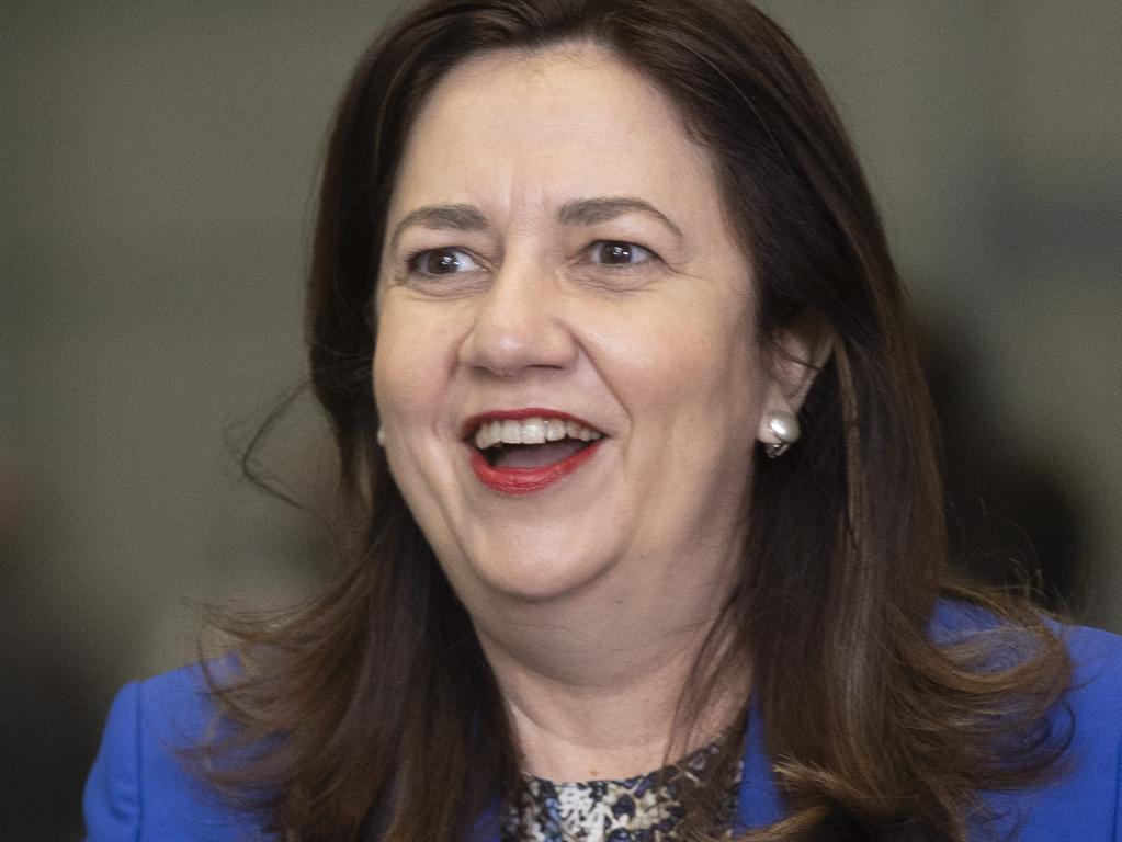 BRISBANE AUSTRALIA - NewsWire Photos AUGUST 11, 2021: Queensland Premier Annastacia Palaszczuk speaks to the media at a press conference at the Convention and Exhibition Centre where the new mass vaccination hub opens for its first day. NCA NewsWire / Sarah Marshall