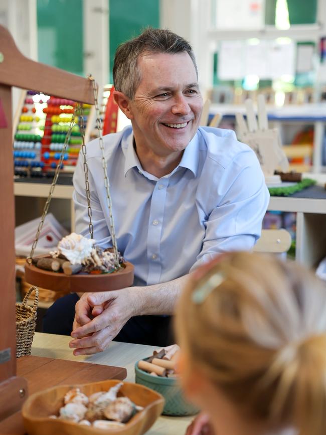 Federal Education Minister Jason Clare visits Goodstart Early Learning Centre in the Sydney suburb of Hamilton on Thursday to announce a pay rise for educators.