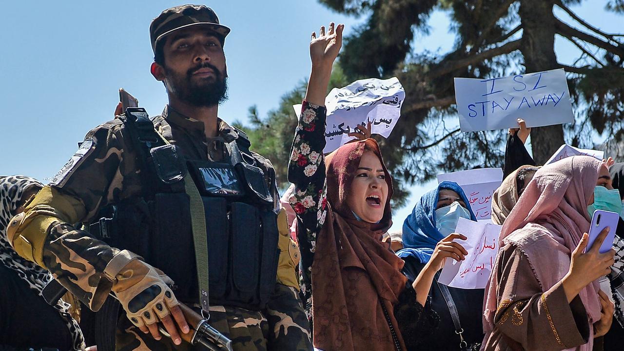 It is feared the Taliban (above in Kabul) will reintroduce medieval style laws against women. Picture: Hoshang Hashimi / AFP