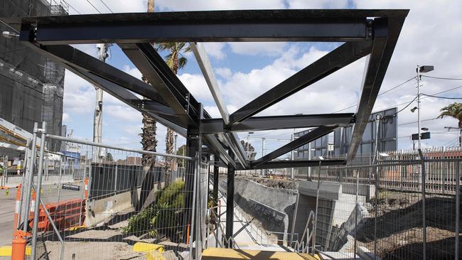 The level crossing removal works at Buckley St in 2018. Picture: Ellen Smith