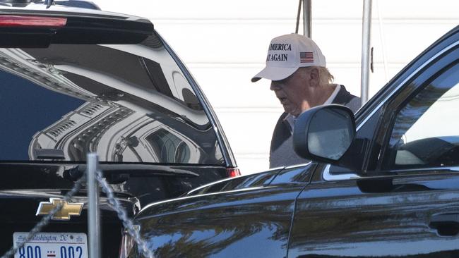 Donald Trump walks to his motorcade on the South Lawn of the White House on Monday. Picture: AFP