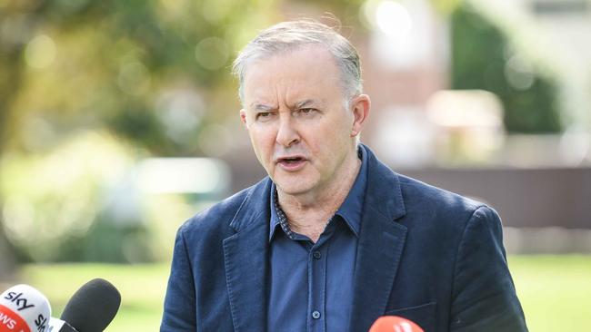 Opposition leader Anthony Albanese at a press conference at Marrickville Picture: Flavio Brancaleone