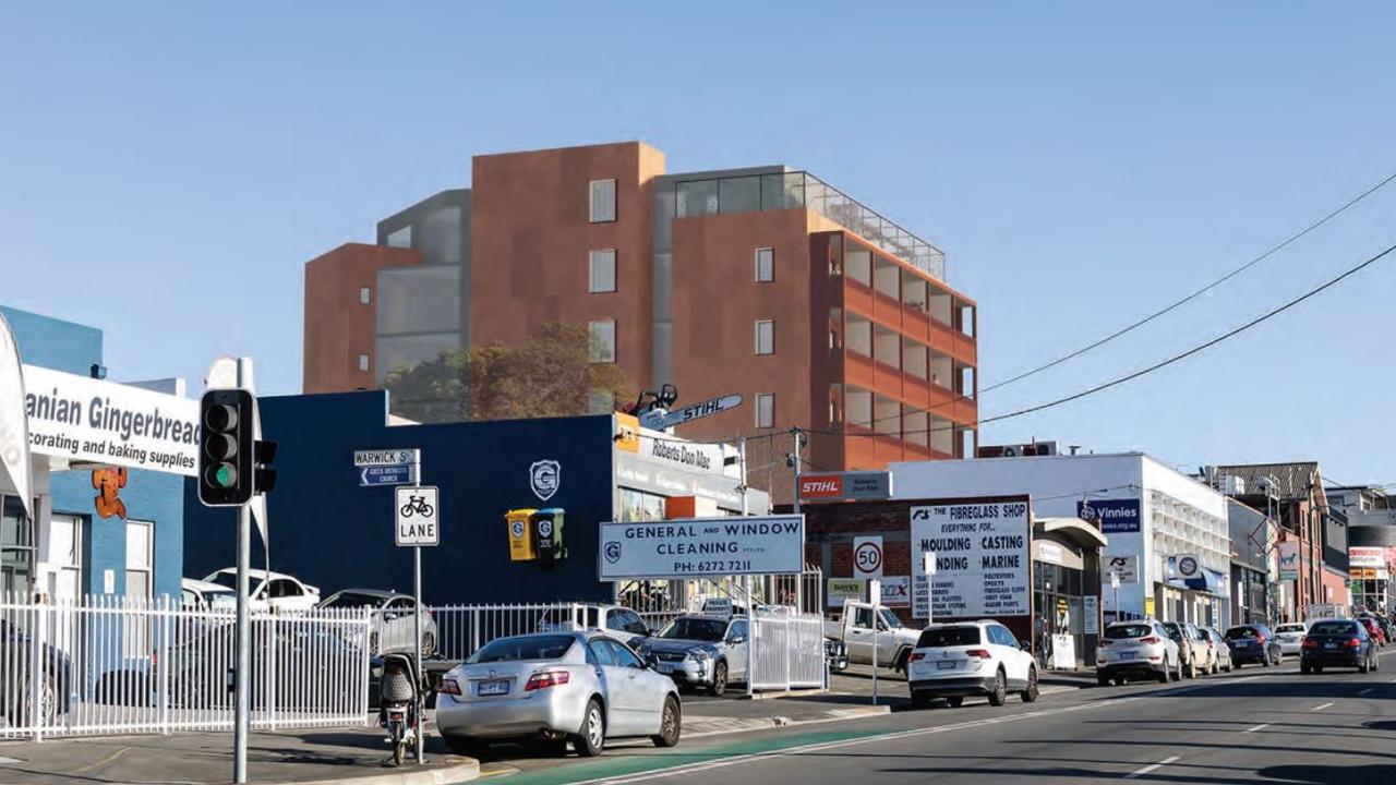 Artist's impression of a social housing building on Argyle St. Image: Maguire + Devine Architects.