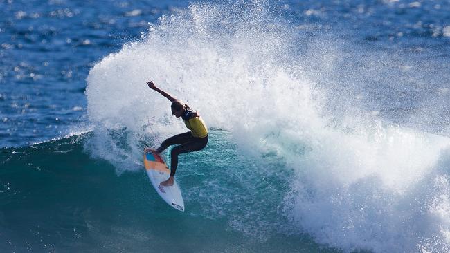 Five times ASP Womens World Champion Stephanie Gilmore of Tweed Heads, Gold Coast, Australia (pictured), advanced into the Semifinals of the Drug Aware Margaret River Pro, defeating Courtney Conlogue (USA) in the Quarterfinals at Margaret River today.