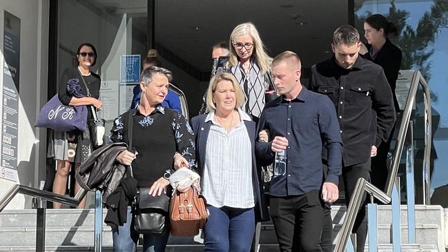 The family of Libby Ruge leaving Wollongong Courthouse after the guilty verdict. Picture: Dylan Arvela