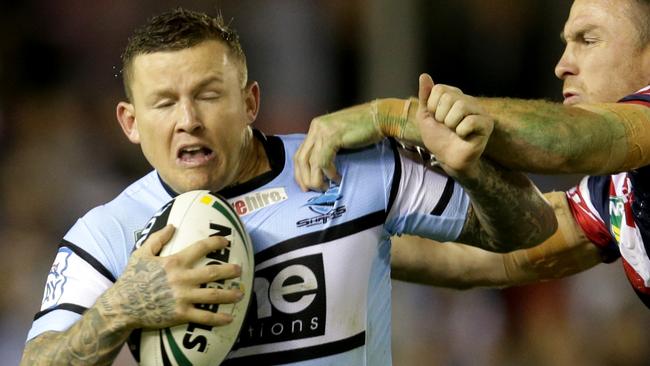 Todd Carney’s final stint in the NRL was with the Cronulla Sharks. Picture Gregg Porteous