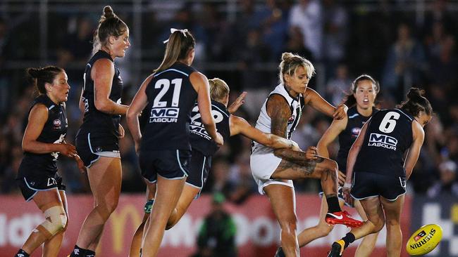 Hope - the original marquee AFLW recruit - with the Magpies. Picture: Getty