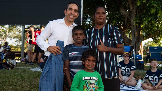 Eddie Betts with fans at the Gold Coast Suns vs Geelong Cats Round 10 AFL match at TIO Stadium. Picture: Pema Tamang Pakhrin