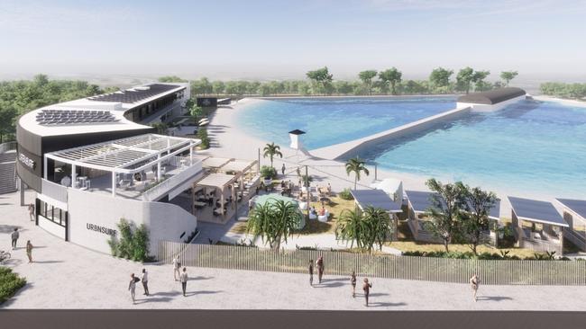 Artist’s impression of Urbnsurf wave park due to open at Sydney’s Olympic Park next year.